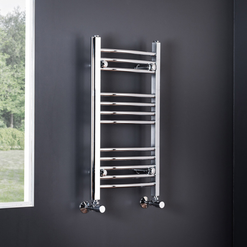 Plumbgalaxy Essentials 700 X 400Mm Curved Chrome Heated Towel Rail