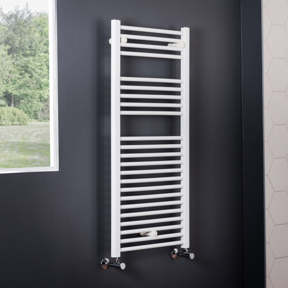 Essentials 1100 X 500Mm Straight White Heated Towel Rail 5055653254367