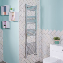 Bergen 1600 x 495mm Straight Chrome Heated Towel Rail