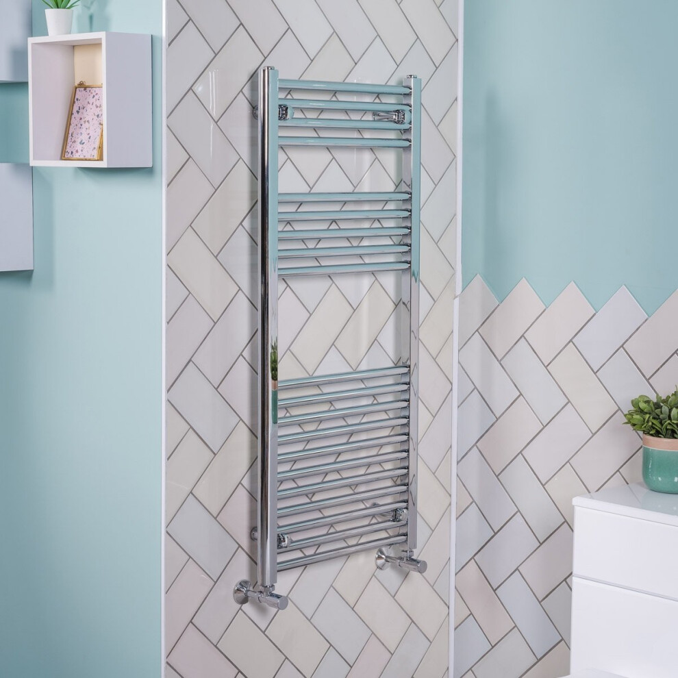 Plumbgalaxy Bergen 1100 X 500Mm Straight Chrome Heated Towel Rail