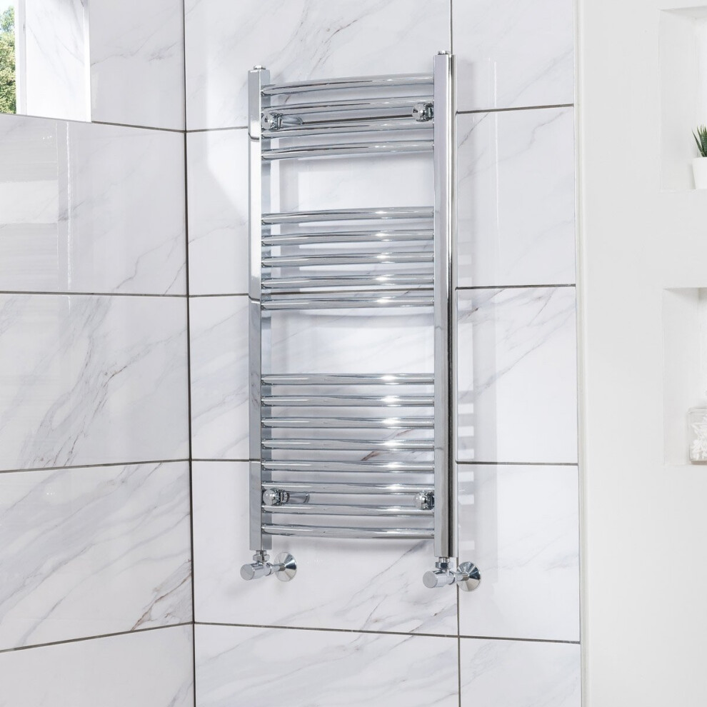 Fjord 900 x 450mm Curved Chrome Heated Towel Rail