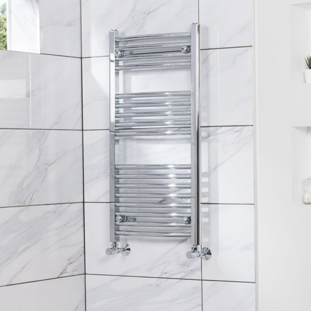 Fjord 900 X 450Mm Curved Chrome Heated Towel Rail 5055653254602