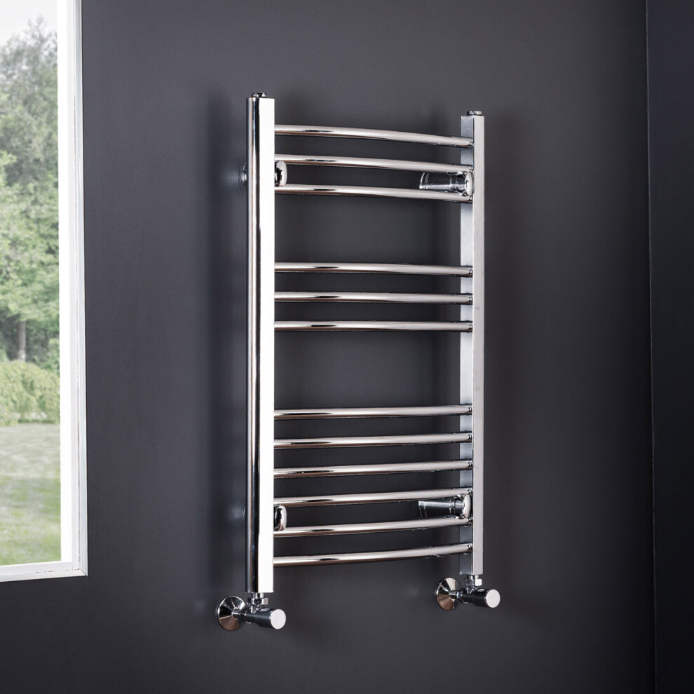 Plumbgalaxy Essentials 750 X 495Mm Curved Chrome Heated Towel Rail