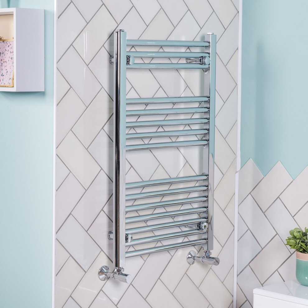 Plumbgalaxy Bergen 800 X 500Mm Straight Chrome Heated Towel Rail