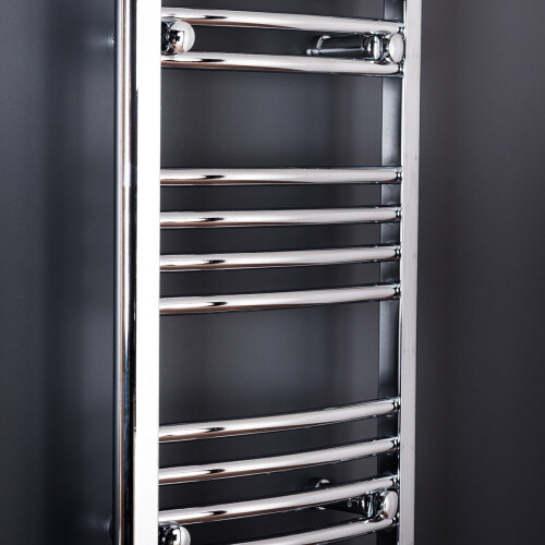 PlumbGalaxy Essentials 700 x 400mm Curved Chrome Heated Towel Rail 2