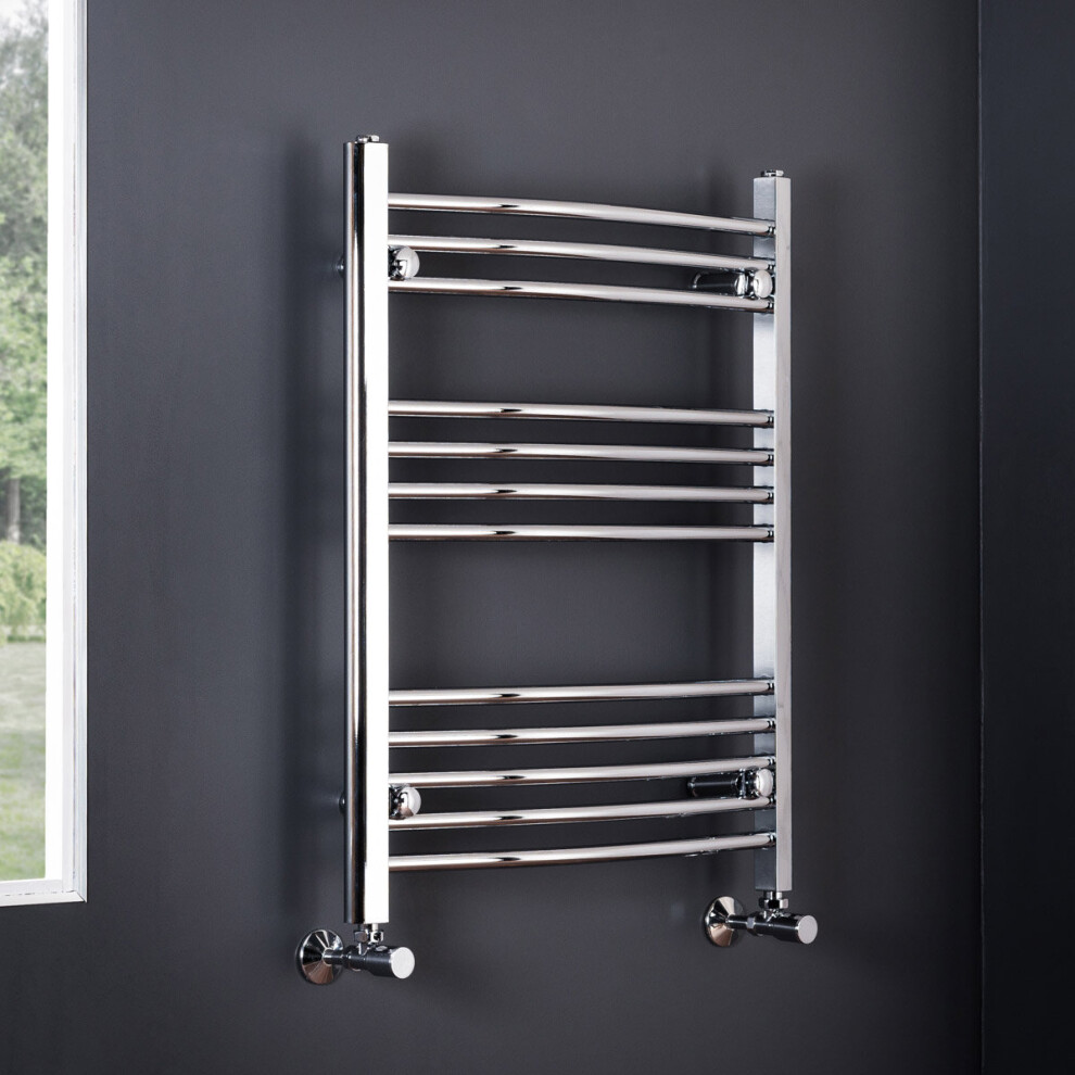 Essentials 750 x 600mm Curved Chrome Heated Towel Rail