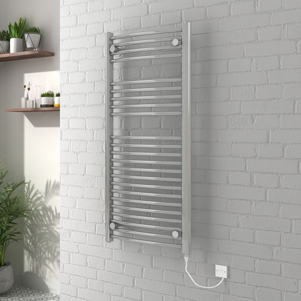 Vienna 1100 x 500mm Curved Chrome Electric Heated Towel Rail