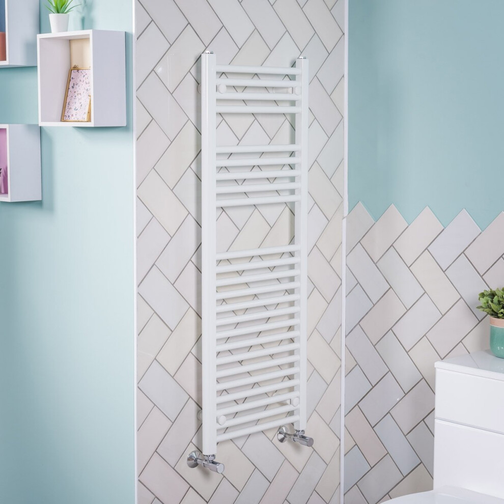 Plumbgalaxy Bergen 1200 X 450Mm Straight Heated Towel Rail White