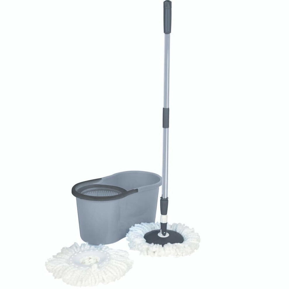 OurHouse SR22018 360 Degree Spin Mop and Bucket,Adjustable Handle,Grey