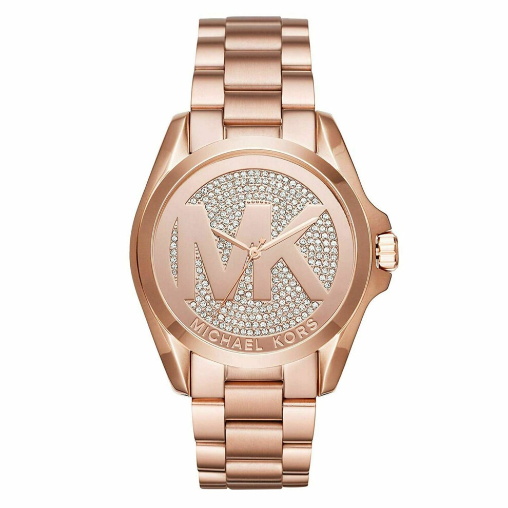 Michael Kors Bradshaw Ladies Watch MK6437Â¦MK Logo Crystal Pave DialÂ¦Rose Strap