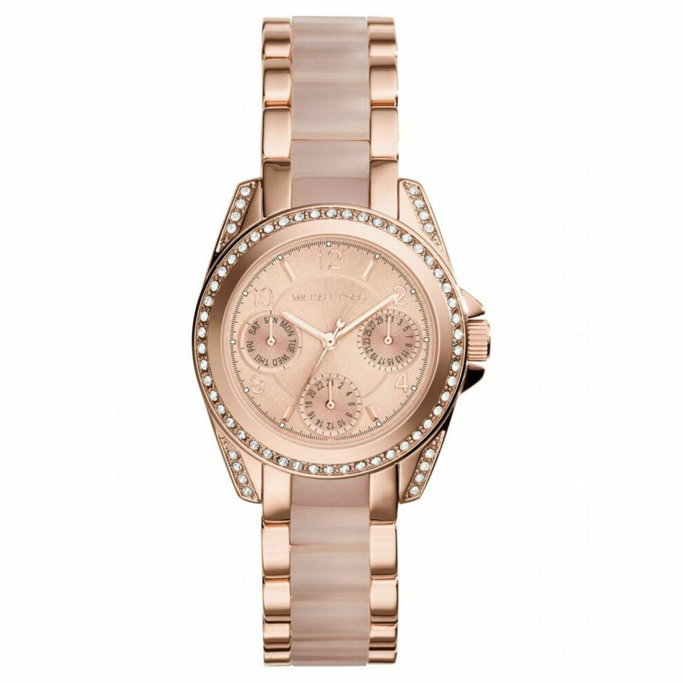 Montre femme Michael Kors Mini Blair MK6175 - Chronographe à cadran élégant, bracelet rose blush