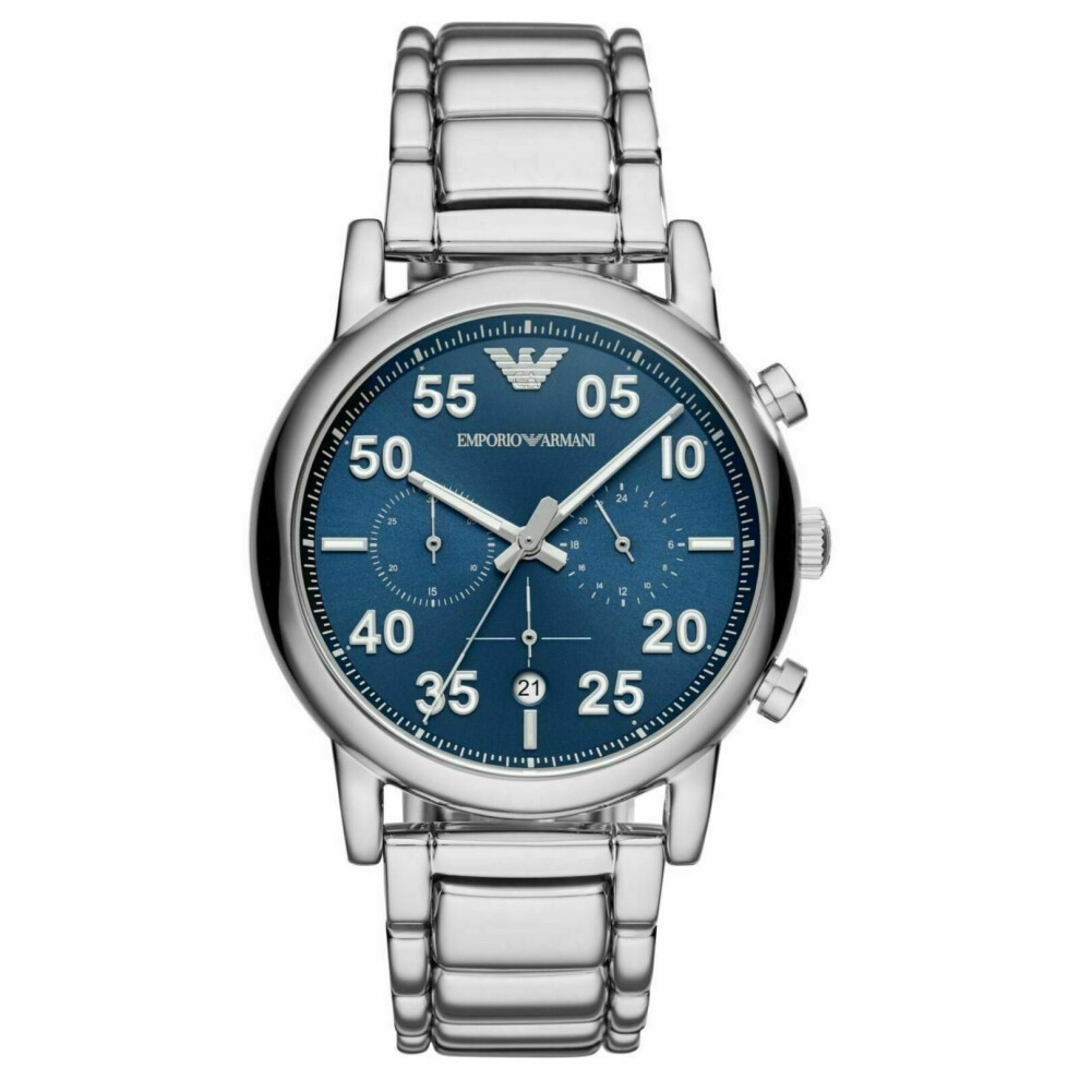 Emporio Armani Sport Men's Watch¦Chrono Blue Sunray Dial¦Stainless Strap¦AR11132