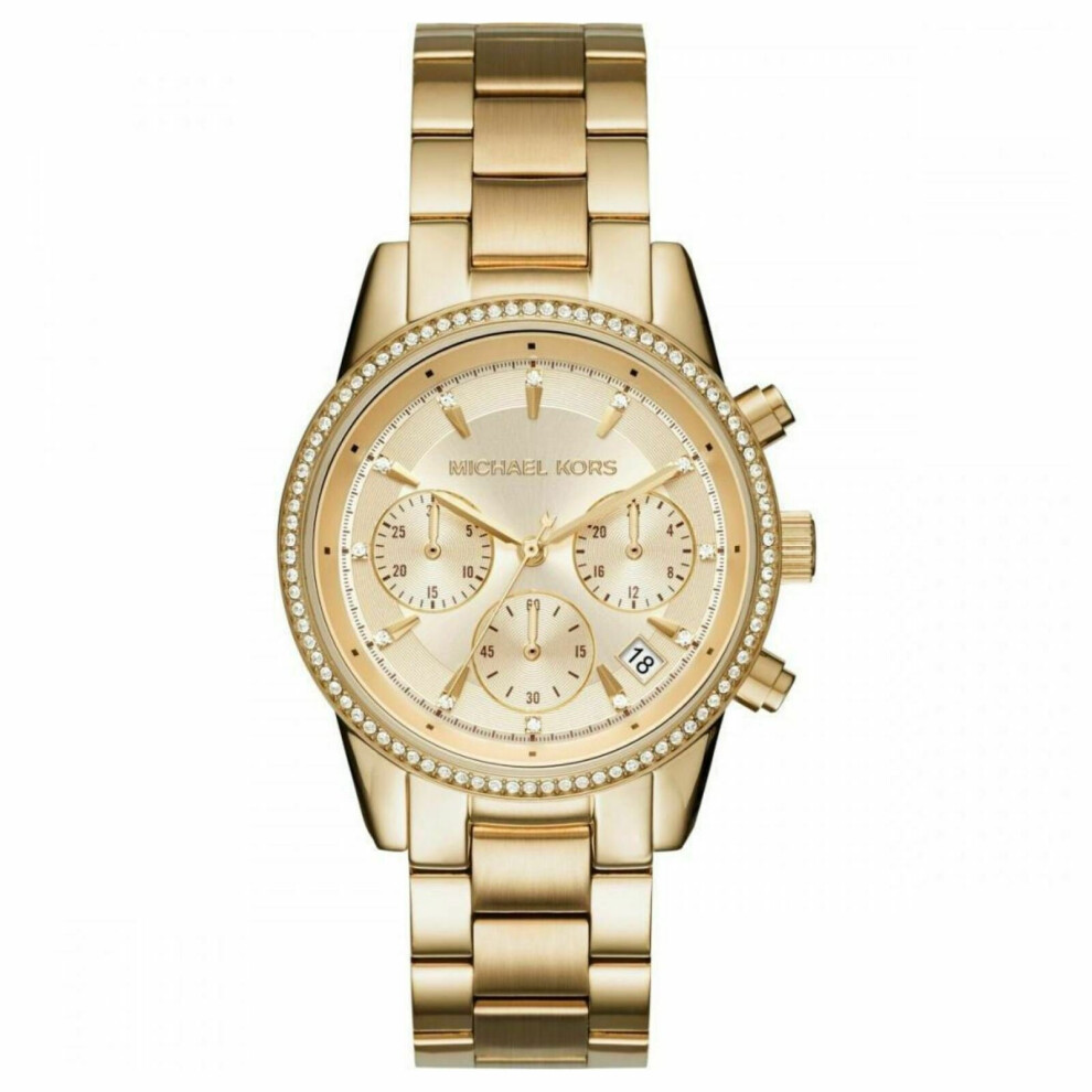 Michael Kors Ritz Ladies WatchÂ¦Chronograph DialÂ¦Gold Tone Stainless StrapÂ¦MK6356