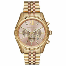 Michael Kors Lexington Damen-Chronograph Uhr Roségold Zifferblatt und Goldarmband MK6473