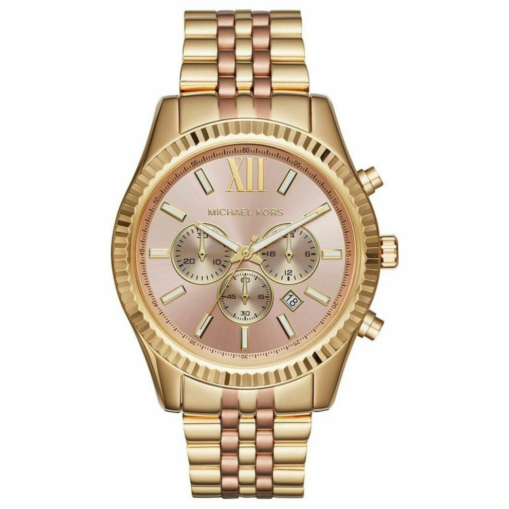 Michael Kors Lexington Rose Gold Dial Ladies WatchÂ¦ChronographÂ¦Gold StrapÂ¦MK6473