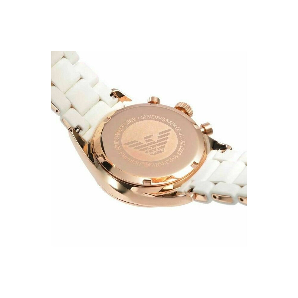 Emporio Armani Sportivo Ladies Watch¦Chronograph¦Rose Gold White