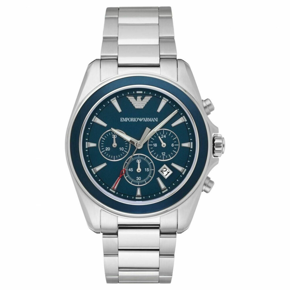 Armani Emporio Men's Sports Watch¦Chronograpg Blue Dial¦Bracelet Strap¦Ar6091 Multicoloured
