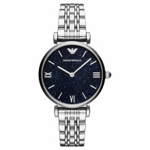 Emporio Armani Gianni T-Bar Damenuhr AR11091 Blaues Zifferblatt Edelstahlband