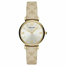 Emporio Armani Classic Ladies Watch AR11127¦Silver Sunray Dial¦Leather Strap