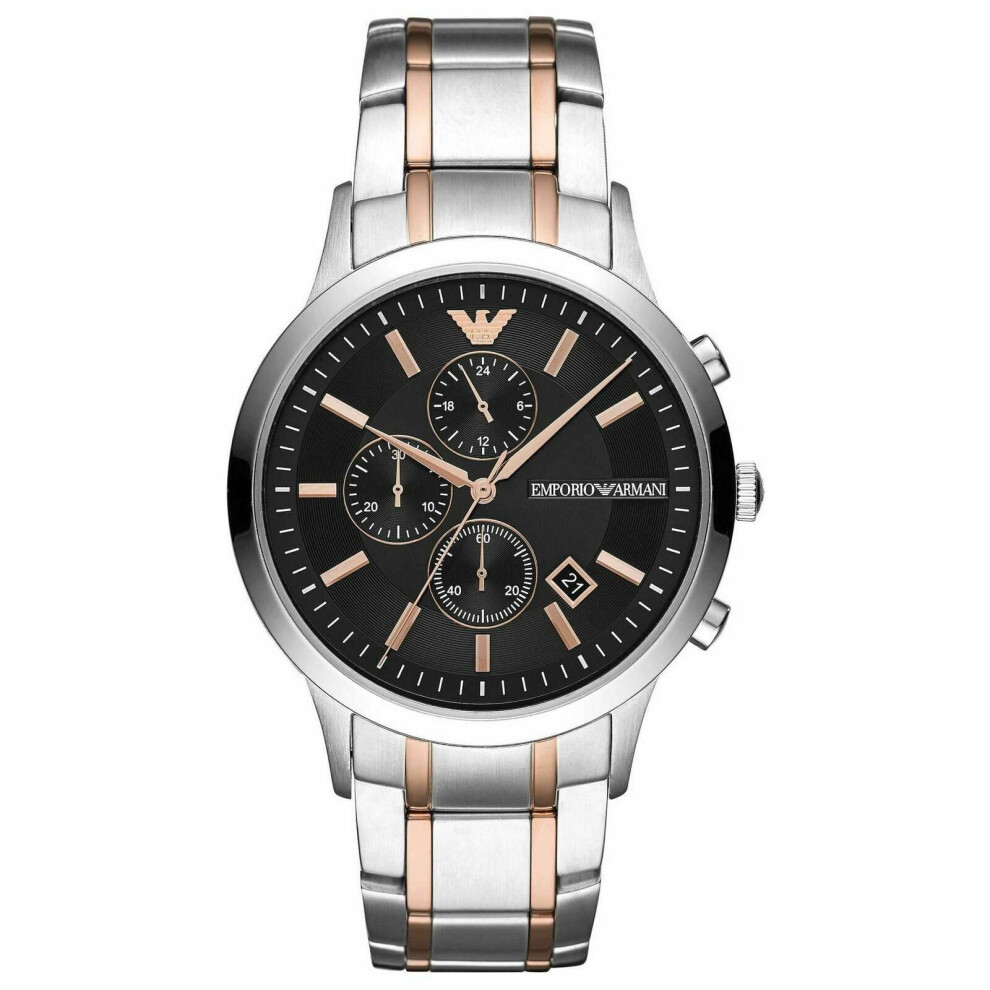 Emporio Armani Renato Men's Watch¦Chronograph Black Dial¦Dual Tone Strap¦AR11165