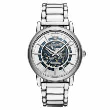 Emporio Armani Herrenuhr Rundes Skelettzifferblatt Edelstahlarmband AR60006