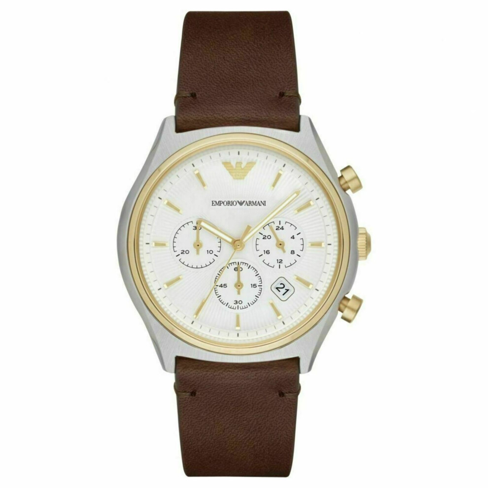 Emporio Armani Classic Men's Watch AR11033¦Chronograph Dial¦Brown Leather Strap