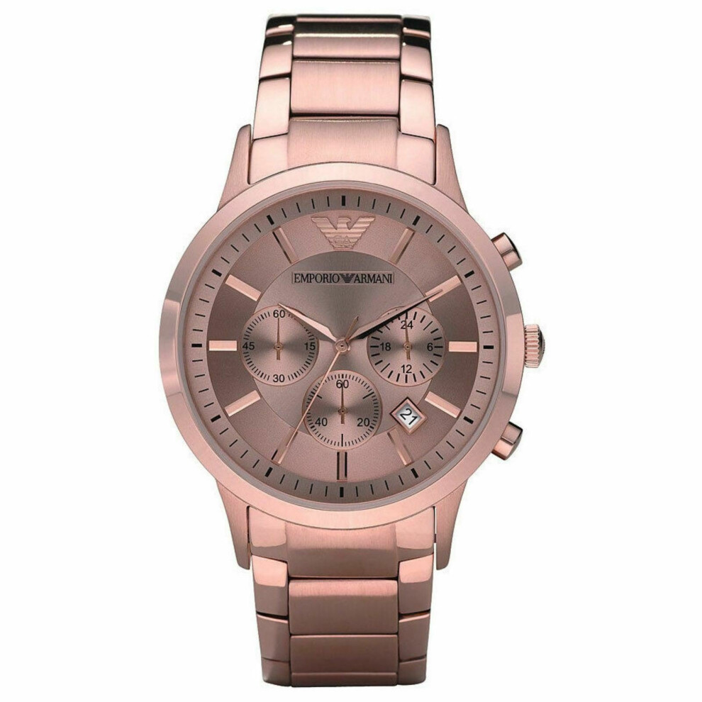 Emporio Armani Classic Men's WatchÂ¦Chronograph Salmon DialÂ¦Rose Gold BandÂ¦AR2452