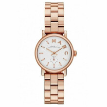 Ceas de damă Marc Jacobs Baker, cadran alb, brățară din oțel inoxidabil în aur roz MBM3248