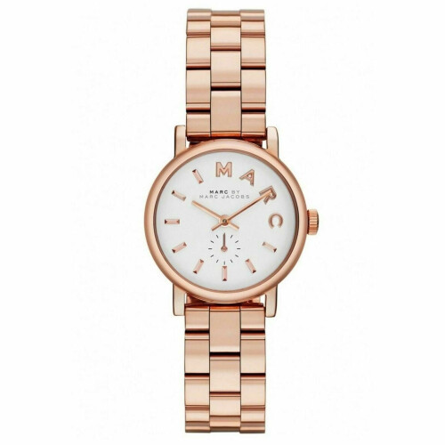 Marc Jacobs Marc Jacobs Baker Κυρίες ρολόι λευκό καντράν ροζ χρυσό από ανοξείδωτο ατσάλι MBM3248