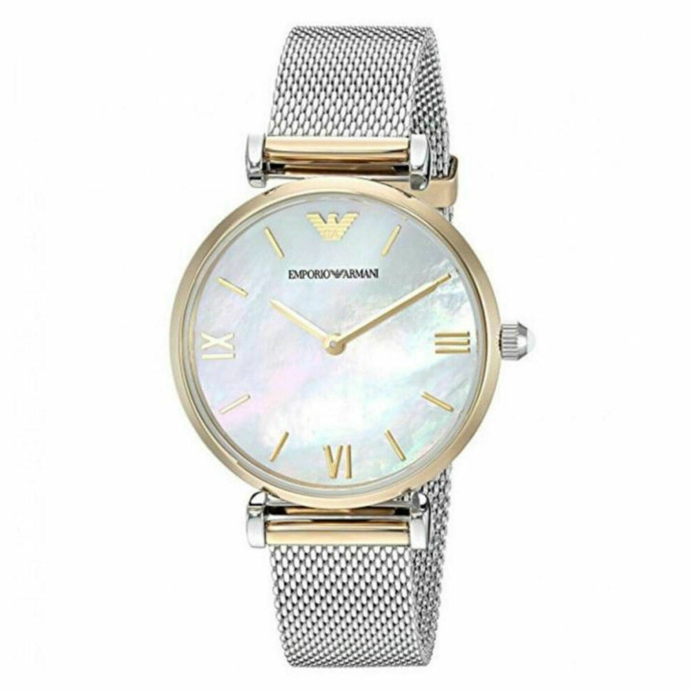 Emporio Armani Gianni T-Bar Ladies Watch¦Mother of Pearl Dial¦Mesh Strap¦AR2068