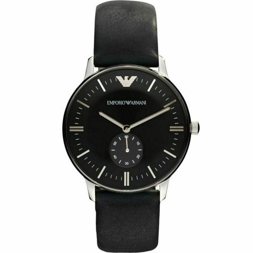 Emporio Armani Classic Men's Watch¦Black Chronograph Dial¦Leather Strap¦AR0382