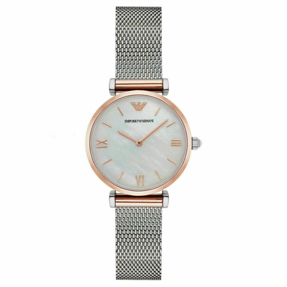 Armani Emporio Gianni T-Bar Ladies Watch¦Mother Of Pearl Dial¦Mesh Strap¦Ar2067 Multicoloured