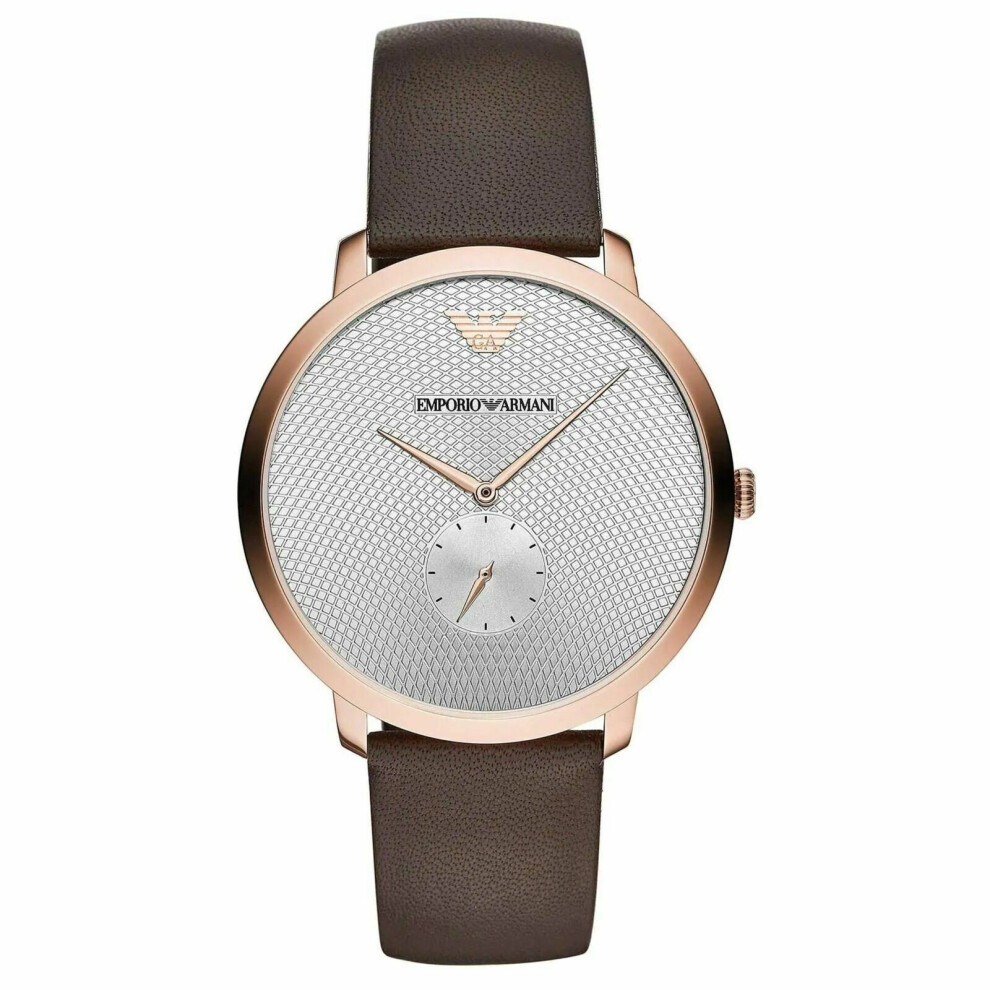 Emporio Armani Modern Slim Men's Watch¦Rose Tone Case¦Brown Leather Band¦AR11163