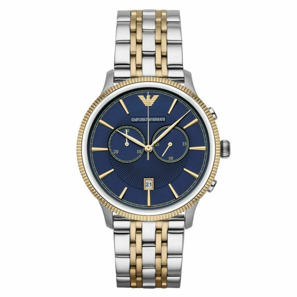 Emporio Armani Classic Men's WatchÂ¦Chronograph Blue DialÂ¦2 Tone BraceletÂ¦AR18147