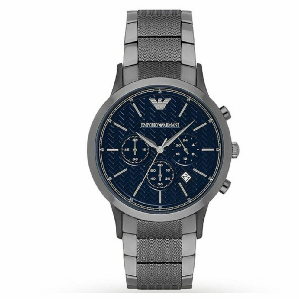 Montre Hommes Emporio Armani RenatoÂChronograph Navy DialÂGunmetal StrapÂAR2505