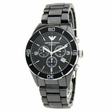Montre Emporio Armani Classic Gent's, bracelet en céramique noire, chronographe AR1421