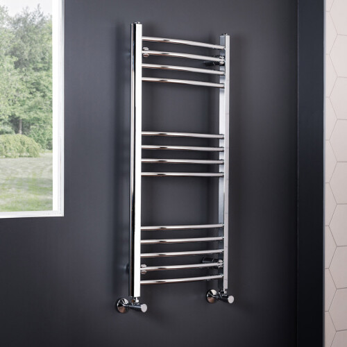 Essentials 1150 x 600mm Curved Chrome Heated Towel Rail