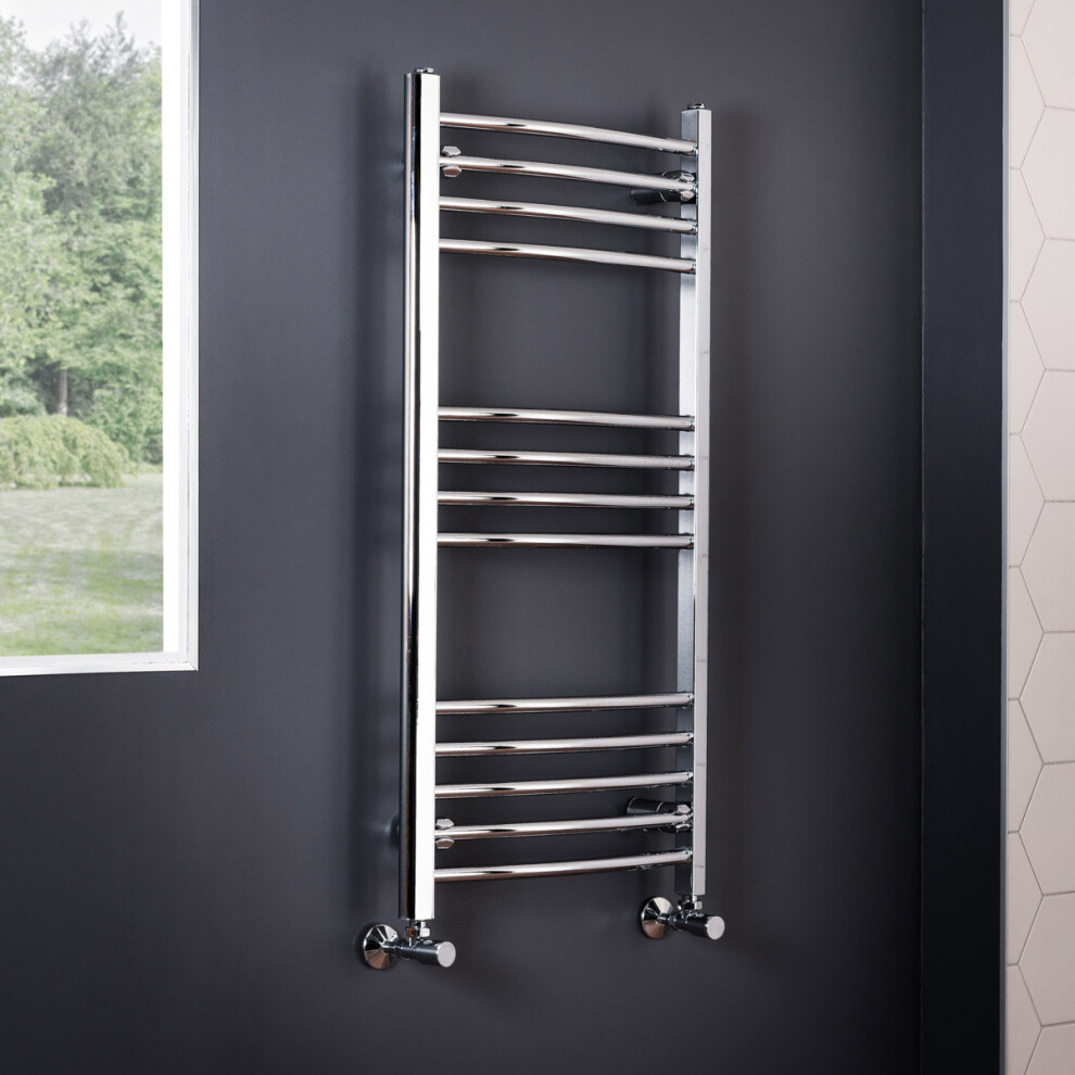 Essentials 1150 X 600Mm Curved Chrome Heated Towel Rail 5055653254626