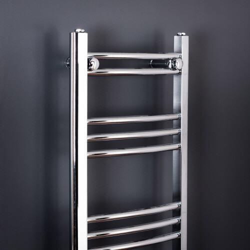 PlumbGalaxy Essentials 1200 x 400mm Curved Chrome Heated Towel Rail 1