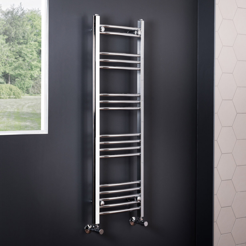 Essentials 1200 x 400mm Curved Chrome Heated Towel Rail