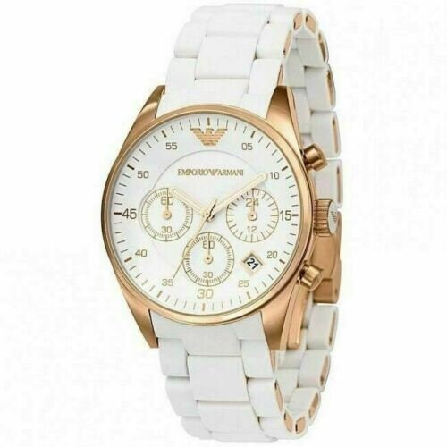 Emporio Armani Sportivo Ladies WatchÂChronographÂRose Gold White SiliconeÂAR5920