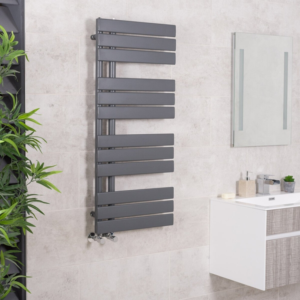 Kristiansund 1124 x 500mm Flat Sand Grey Designer Heated Towel Rail