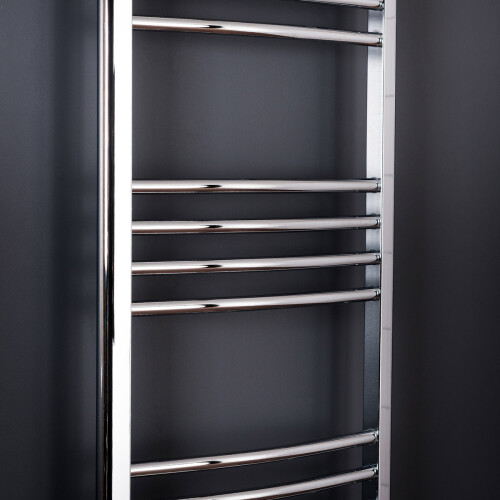 PlumbGalaxy Essentials 1150 x 600mm Curved Chrome Heated Towel Rail 2