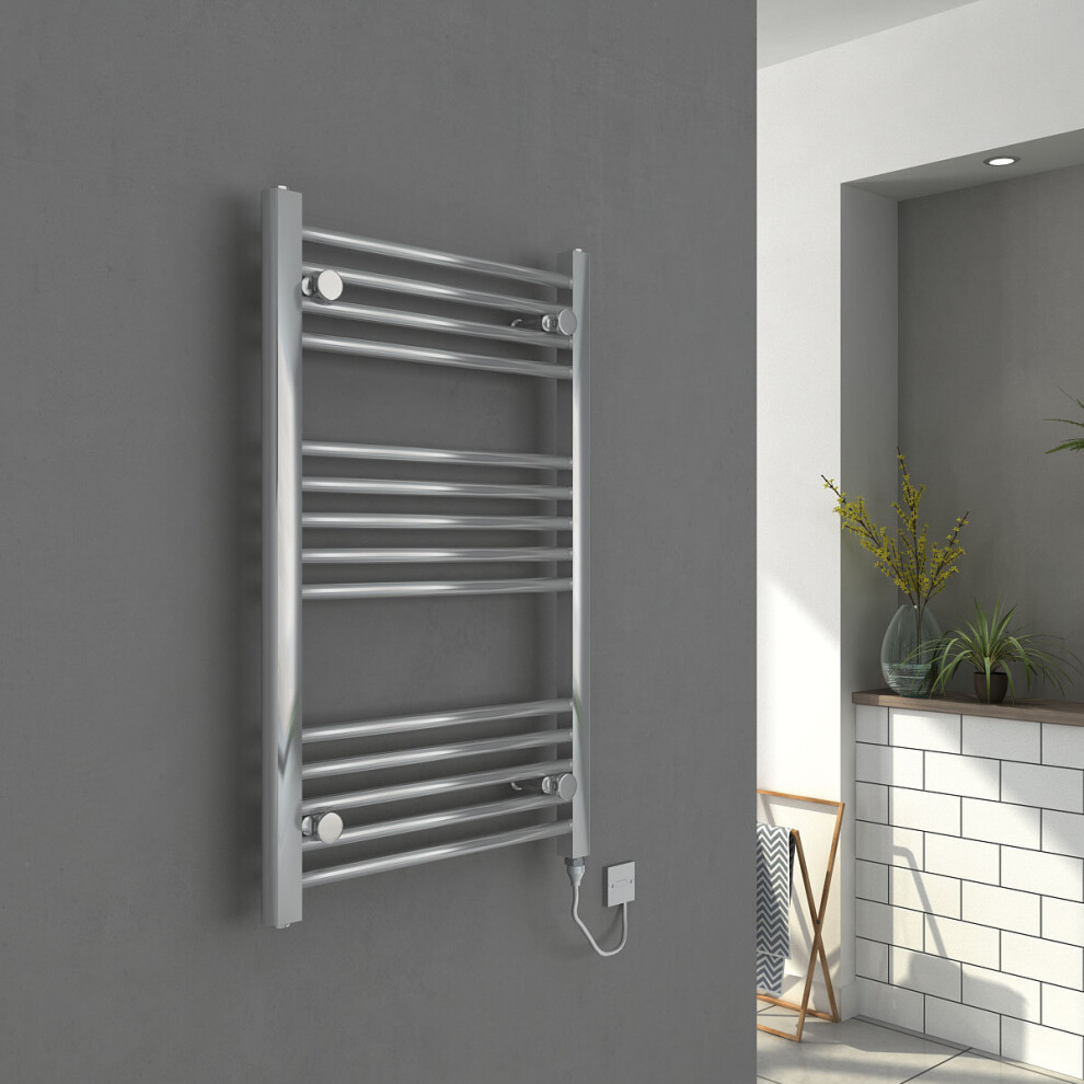 Bergen 800 x 500mm Straight Chrome Electric Heated Towel Rail