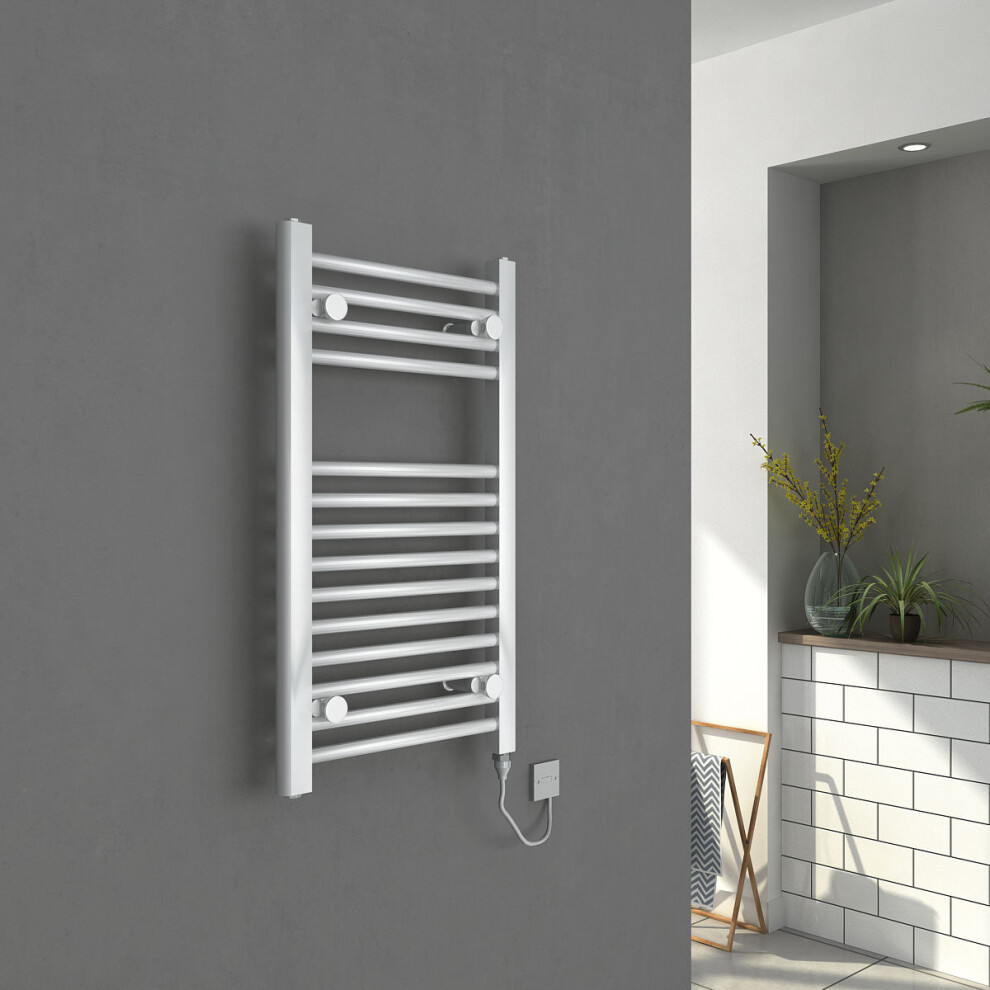 Bergen 700 x 400mm Straight White Electric Heated Towel Rail