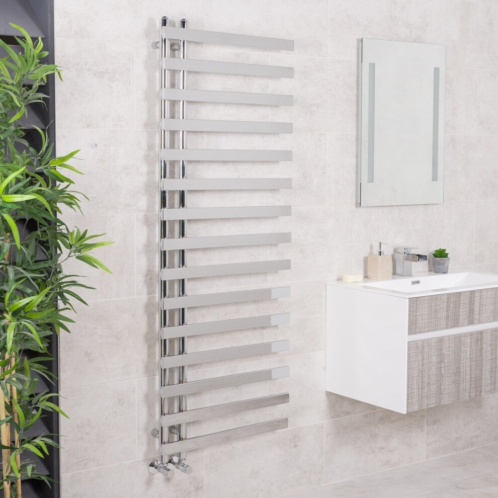 Kristiansund 1600 x 600mm Square Chrome Designer Heated Towel Rail