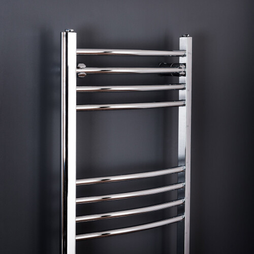 PlumbGalaxy Essentials 1150 x 600mm Curved Chrome Heated Towel Rail 1