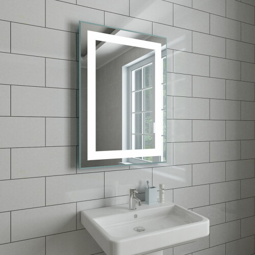 PlumbGalaxy Blanc 700 x 500mm Illuminated LED Mirror with Demister