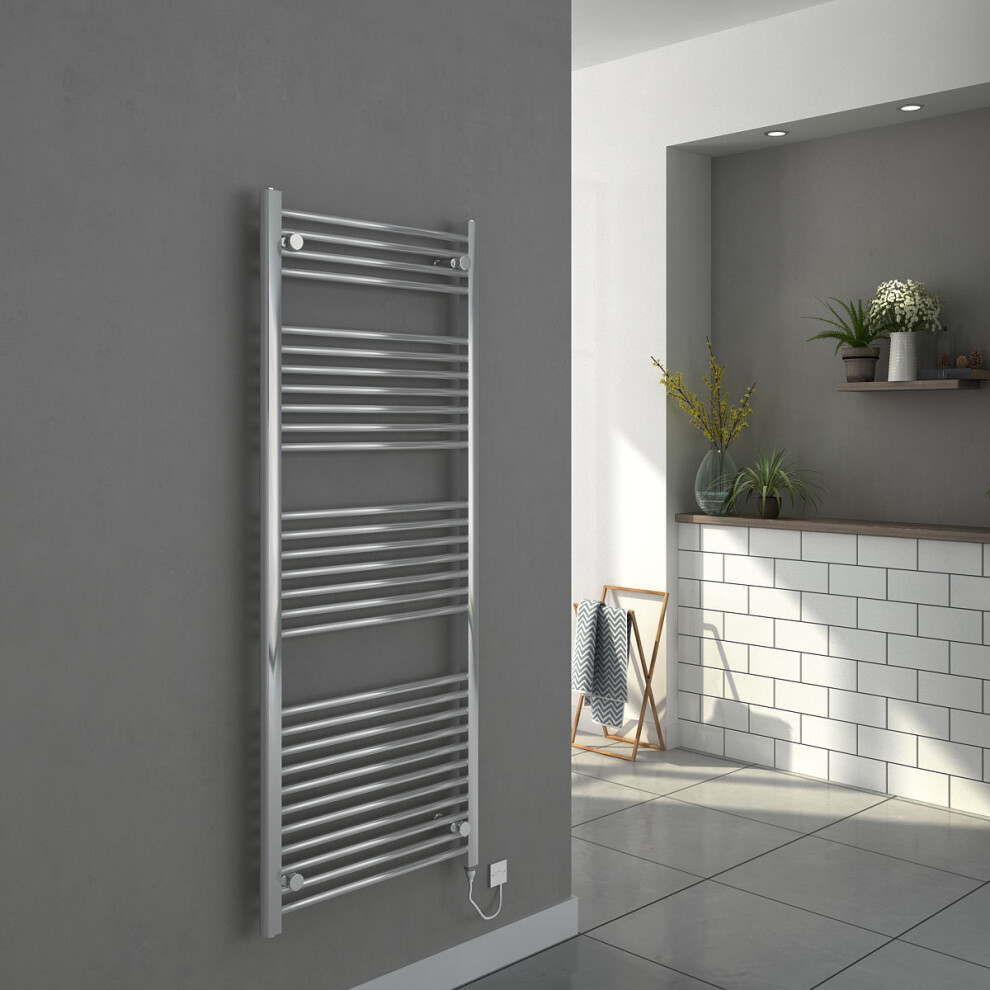 Bergen 1500 x 600mm Straight Chrome Electric Heated Towel Rail