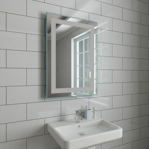 PlumbGalaxy Blanc 700 x 500mm Illuminated LED Mirror with Demister 1